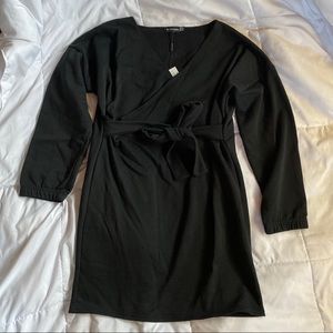 NWT PLT Black Wrap Bodycon Dress